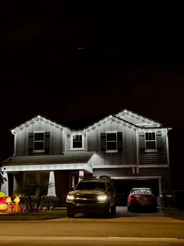 Full front · warm white — permanent outdoor lighting in Orlando