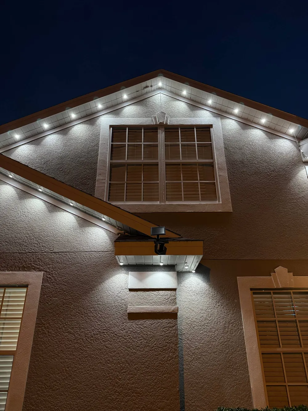 Perfectly even spacing on a two-story gable